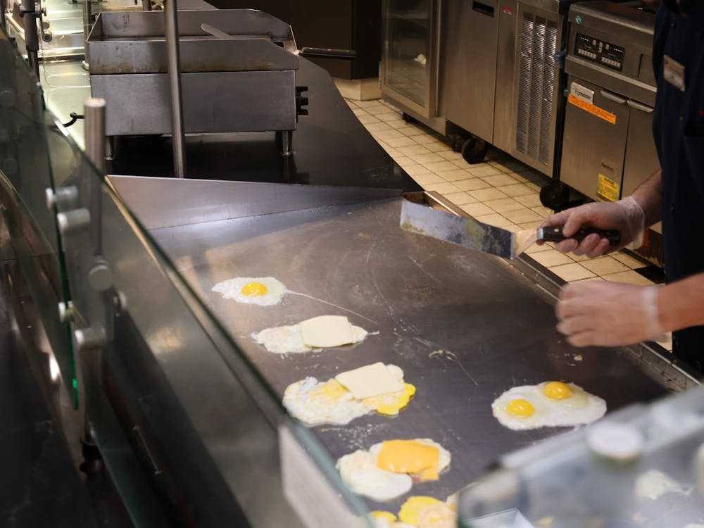 Eggs cooking at the dining hall on Friday, Jan. 28.&nbsp;