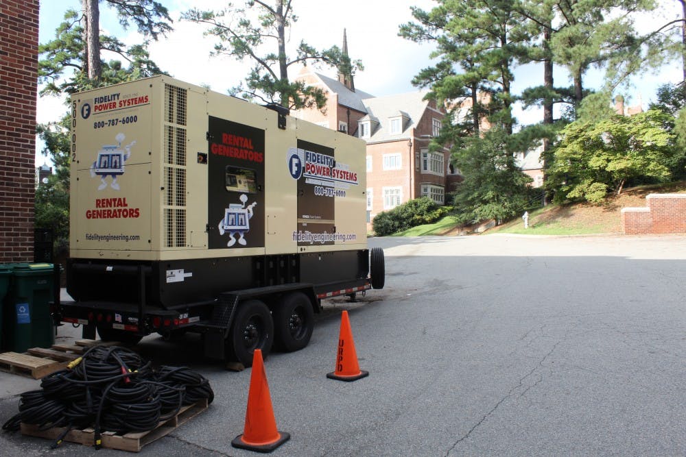 <p>The university has located three back-up generators near&nbsp;areas that are more critical to campus, including one behind Boatwright Memorial Library.&nbsp;</p>