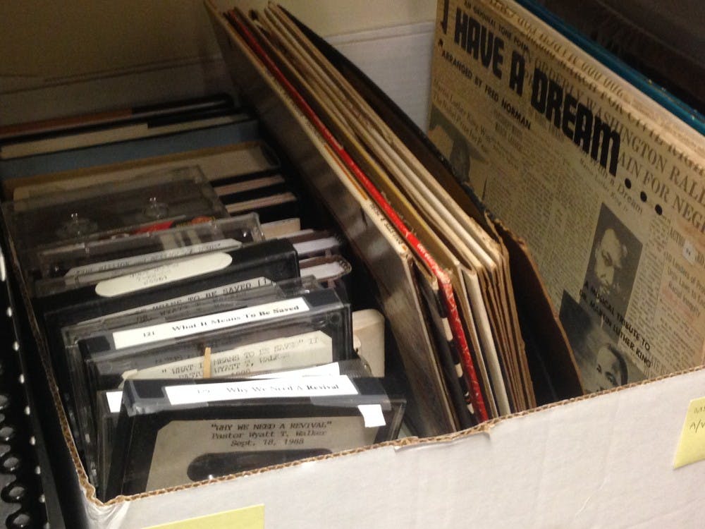 A collection of musical tapes and records from the Walker collection.