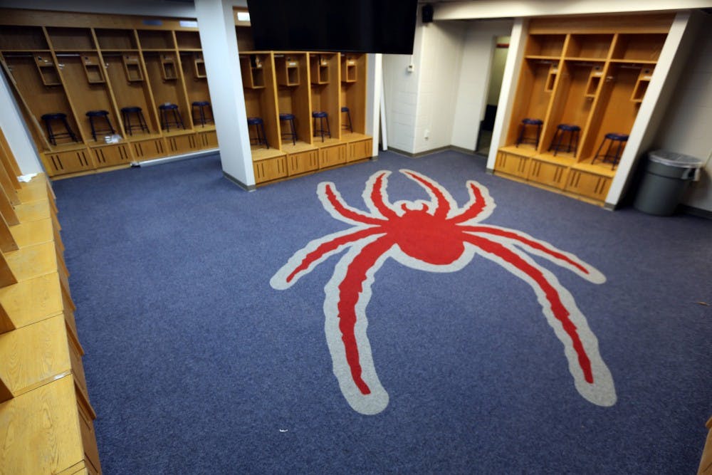 <p>A newly renovated locker room in the Robins Center. Photo courtesy of the Richmond Athletic Department.</p>