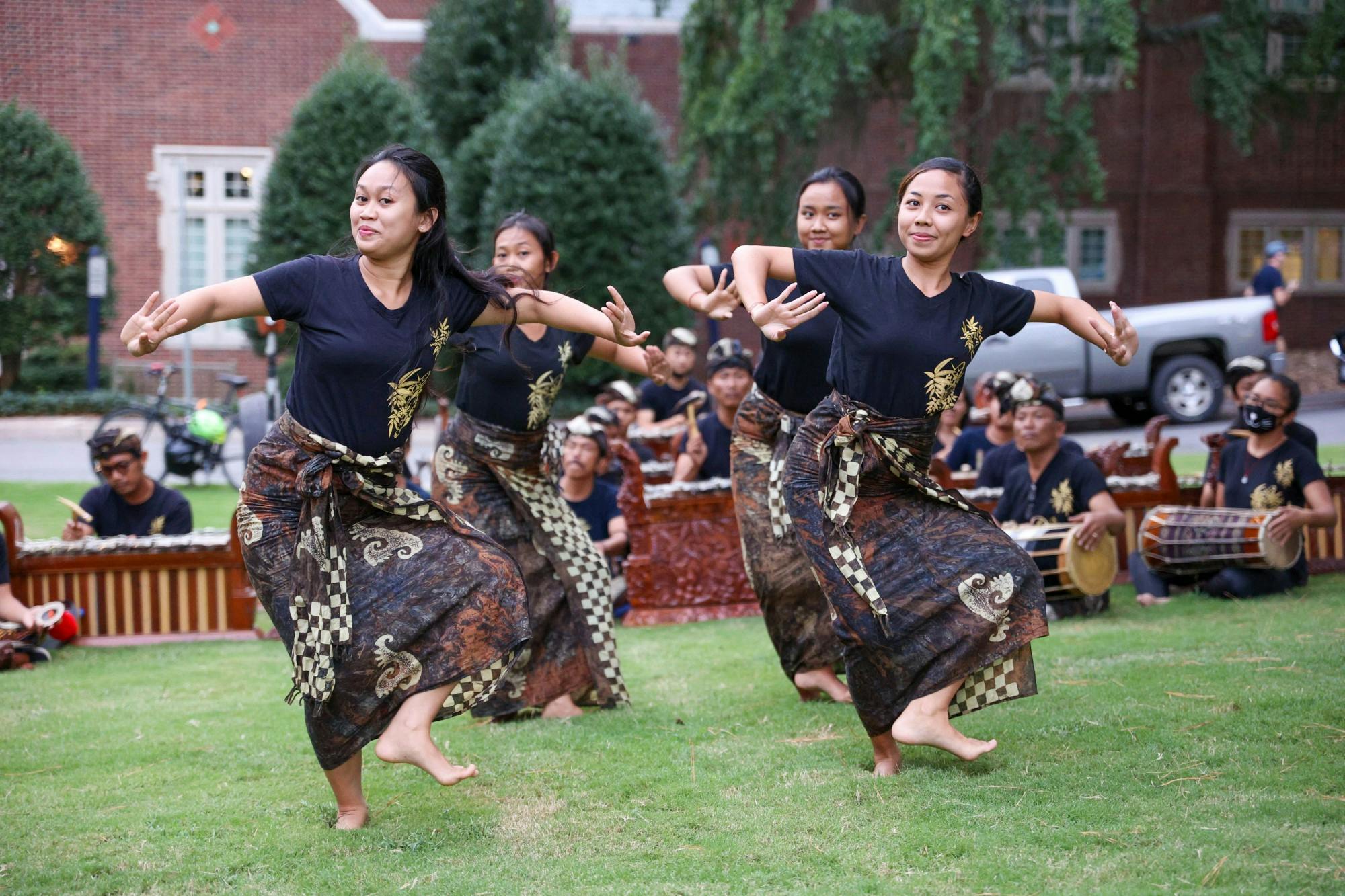 Four dancers preform for the crowd at the Indonesian Culture Fair.