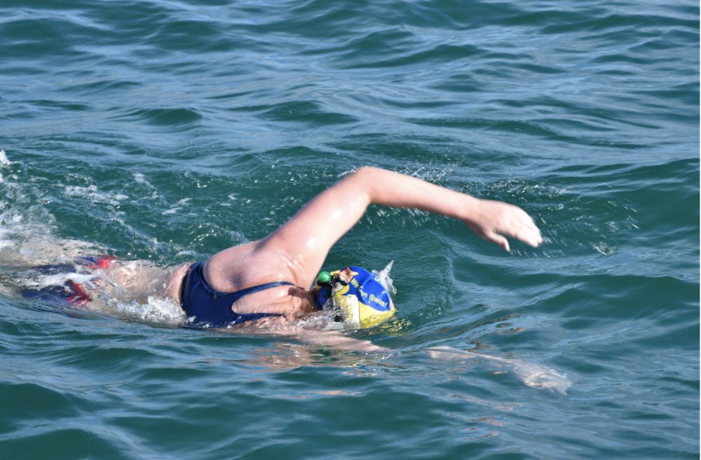 <p>Molly Sanborn during her swim through the English Channel. Photo courtesy of Molly Sanborn.</p>