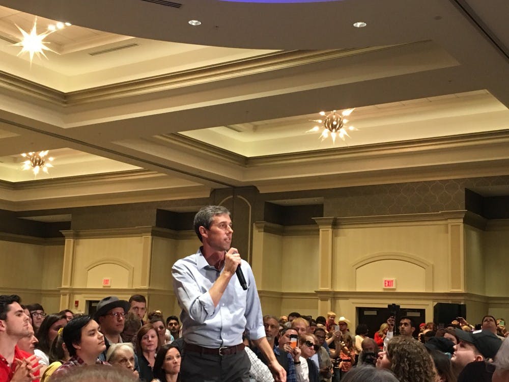 Beto O'Rourke speaks at a campaign event in Henrico.