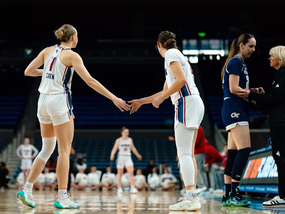 Graduate forward Anna Camden, left, and graduate guard Alyssa Jimenez. Courtesy of Richmond Athletics