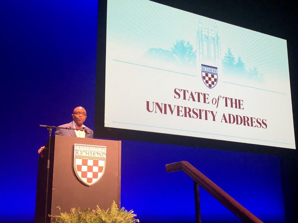 President Crutcher speaks at his 2019 State of the University address.