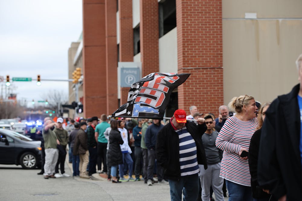 Attendees waiting in line to enter Donald Trump's rally at the Greater Richmond Convention Center on March 2.
