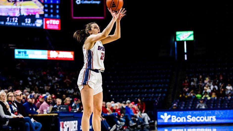 Sophomore guard Rachel Ullstrom during the Jan. 10 game against the University of Massachusetts. Courtesy of Richmond Athletics.