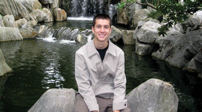 Matt Der, a junior at Richmond, recently won a Barry M. Goldwater Scholarship.  He is pictured here in the Chinese Gardens in Sydney, Australia, where he is currently studying abroad.                   