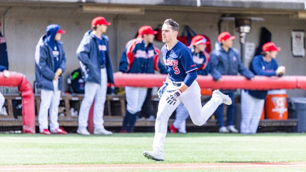 <p>Outfielder Johnny Hipsman during baseball game against Towson on March 22. Photo courtesy of Richmond Athletics.&nbsp;</p>