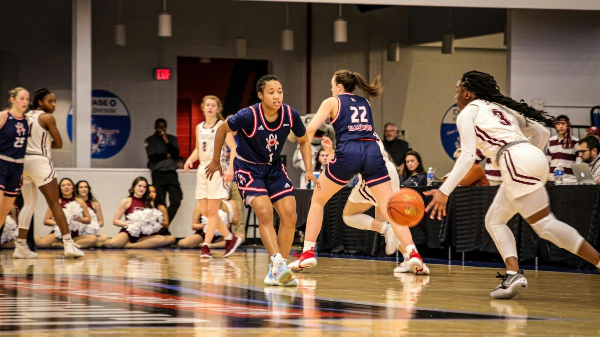 Spiders play at the quarterfinal round of the Atlantic 10 Women’s Basketball Championship in Wilmington DE inside Chase Fieldhouse on March 3. Photo courtesy of Richmond Athletics.&nbsp;