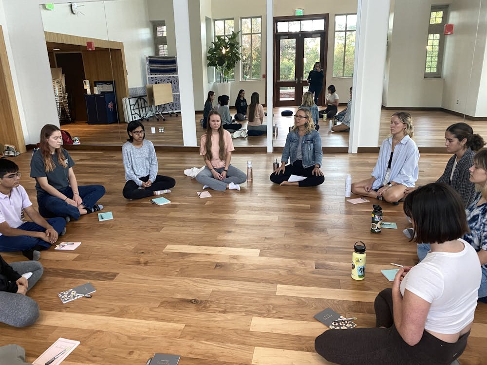 <p>Students practice meditation at the Weinstein Center for Recreation on October 13, 2022.&nbsp;</p>