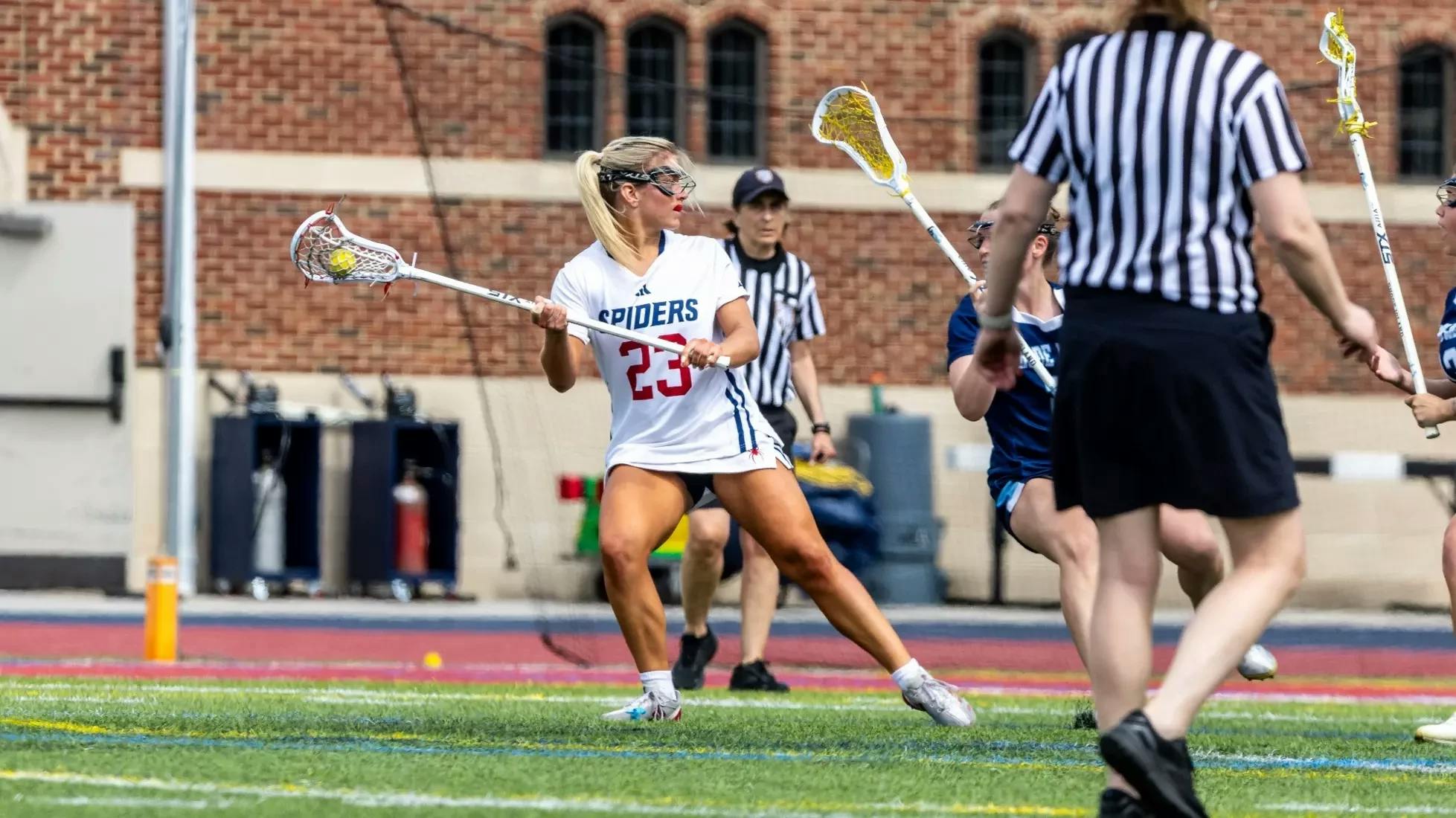 Junior attack Alexis Morton plays in the game against Saint Joseph's. Courtesy of Richmond Athletics