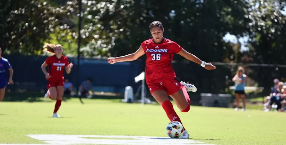 Graduate forward Kelly Hutton during the Sept. 8 game against American University. Courtesy of Richmond Athletics.