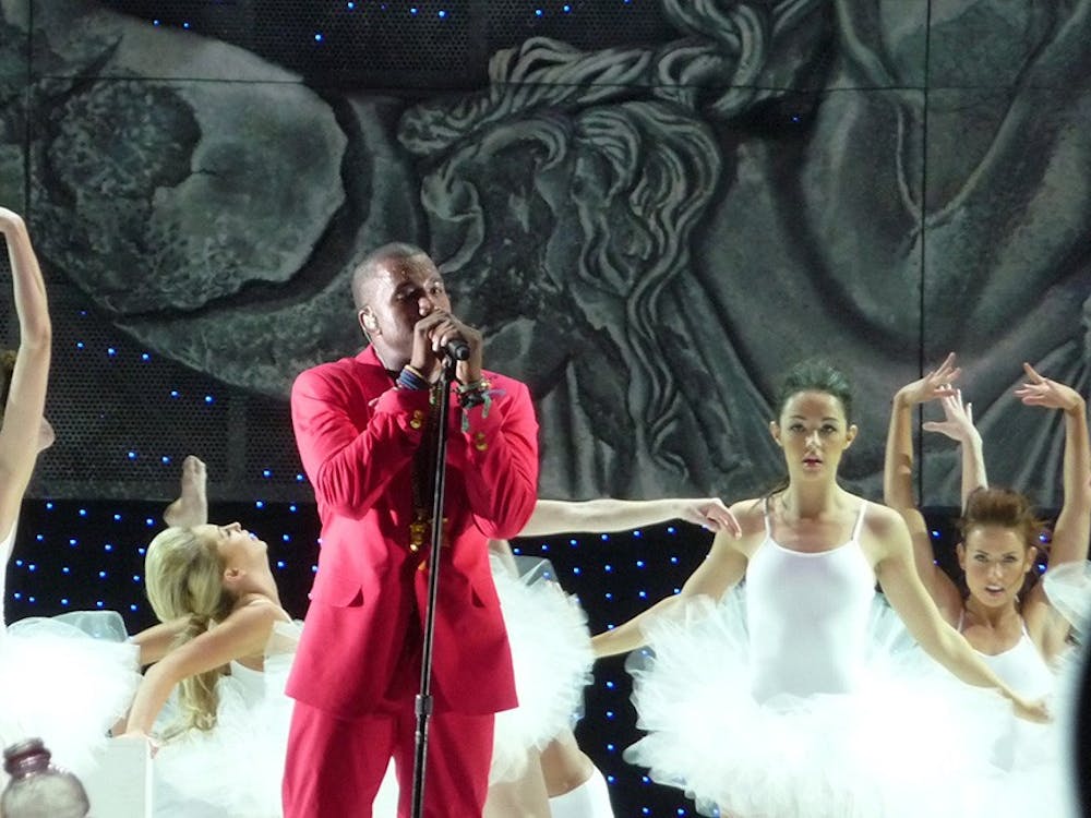 Rapper Kayne West preforms at Coachella Valley Music and Arts Festival in 2011.