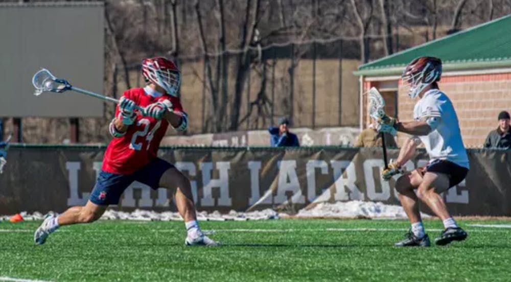 Senior attacker Lukas Olsson faces the Mountain Hawks.