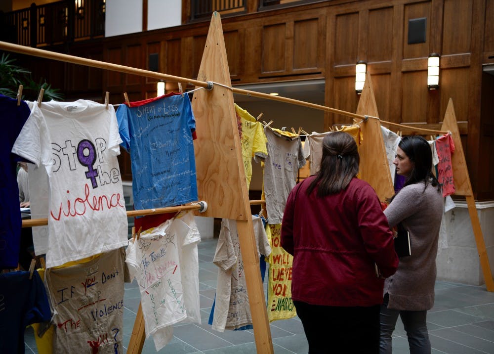 The Clothesline Project was featured in the Gottwald Center for the Sciences atrium on Tuesday, April 2. The project is meant to be a visual reminder of the sexual violence, incest and domestic violence that exists in the community. It also gives a voice to survivors and sparks discussion about these issues on UR's campus.