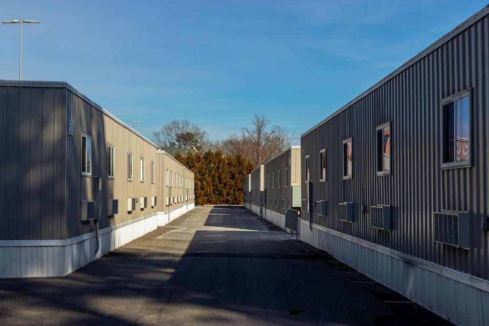 The temporary housing units installed by the University of Richmond to house students that have contracted the COVID-19 virus.&nbsp;