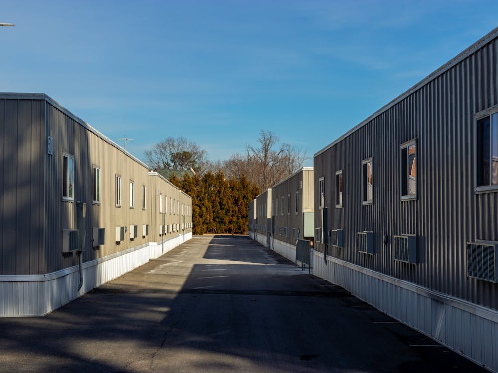 The temporary housing units installed by the University of Richmond to house students that have contracted the COVID-19 virus.&nbsp;