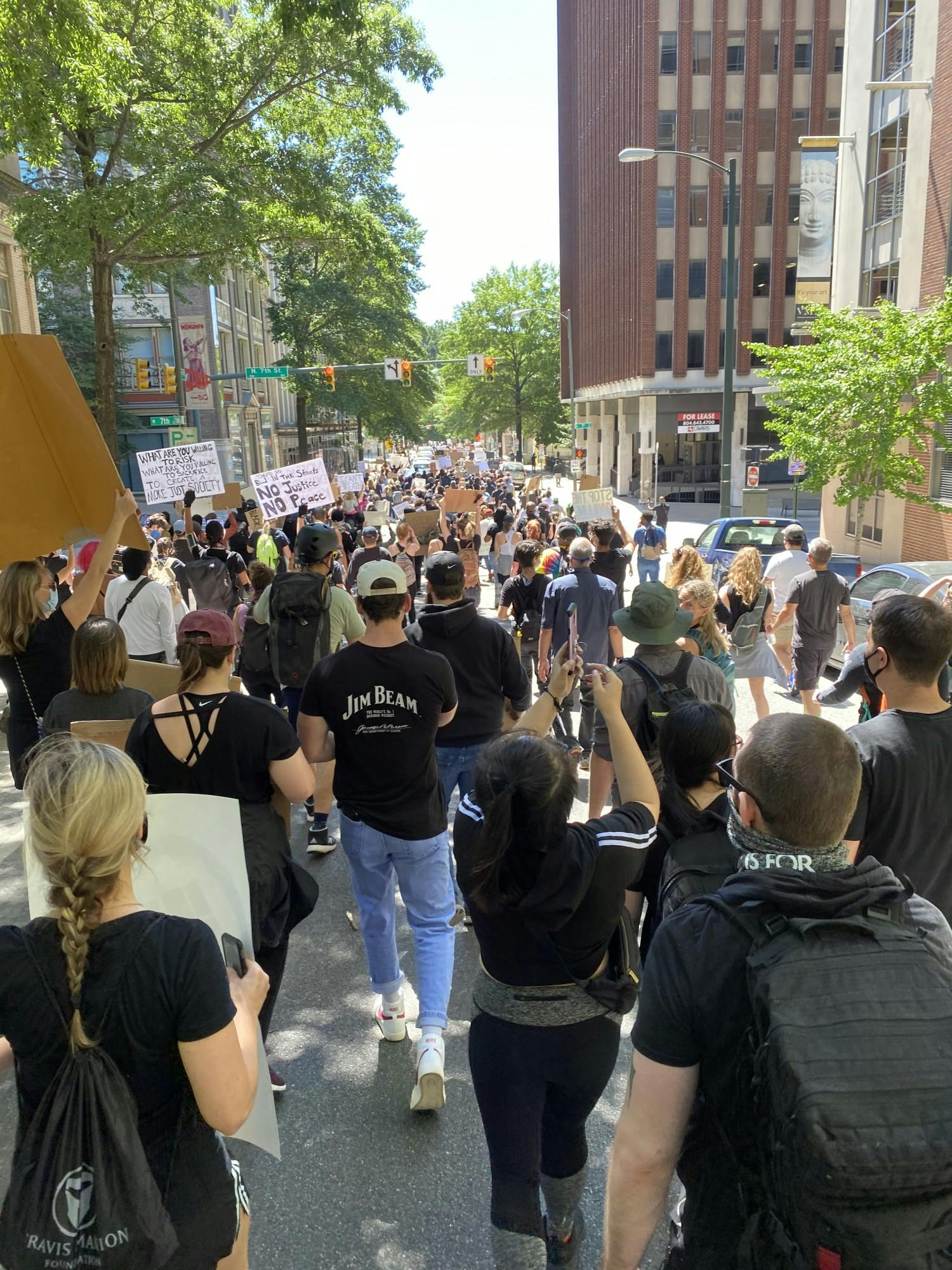 A small representation of the protests that took play Sunday May 31, where approximately 900 people protested at N. Seventh Street.&nbsp;