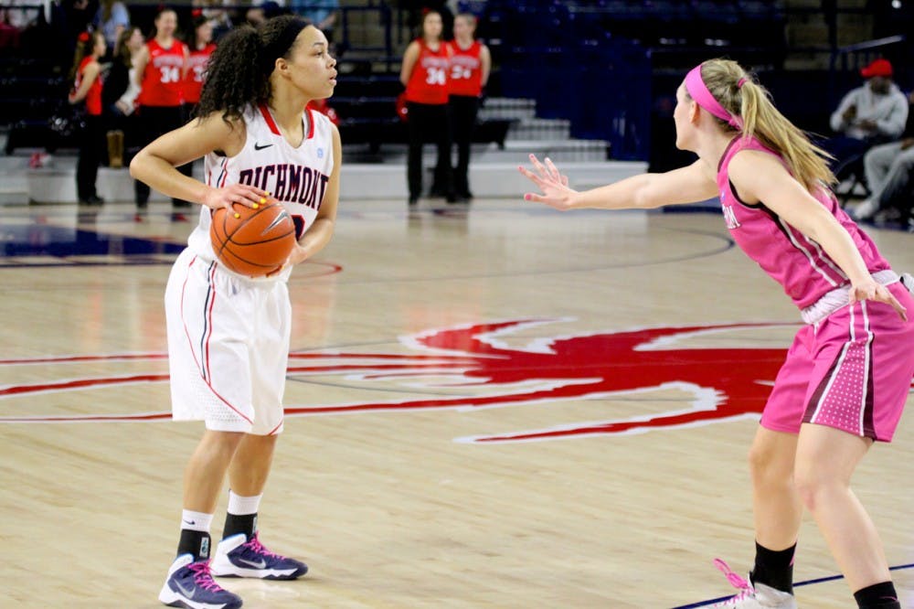 Guard Lauren Tolson faces off against a Fordham defender.