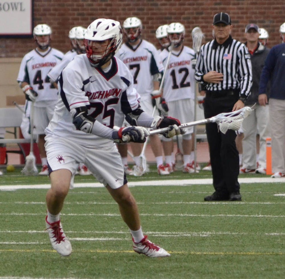 Mitch Goldberg shoots during the Spiders' last regular-season game against Mercer. The Spiders won and clinched the top seed in the Southern Conference. Photo courtesy of Richmond Athletics. 
