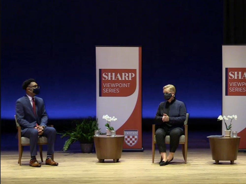 Political science professor Ernest McGowen sits down with former speechwriter Mary Kate Cary and analyst Mary Anne Marsh as part of UR's Sharp Viewpoint Series on Nov. 11.
