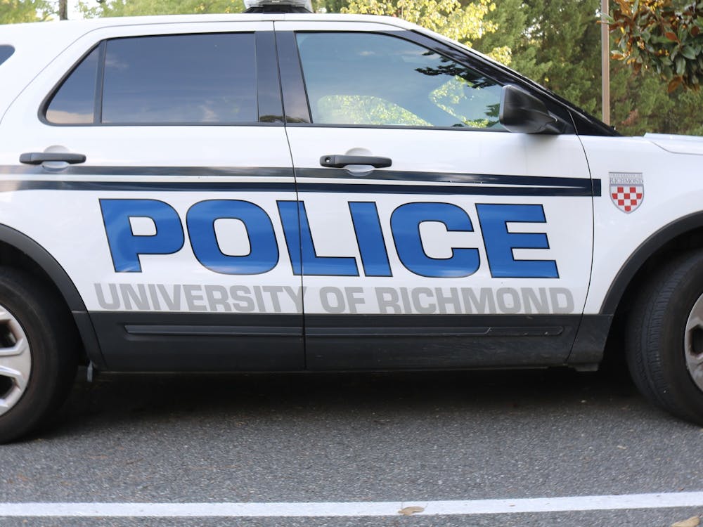 A University of Richmond Police Department car in the parking lot of the Special Programs building.