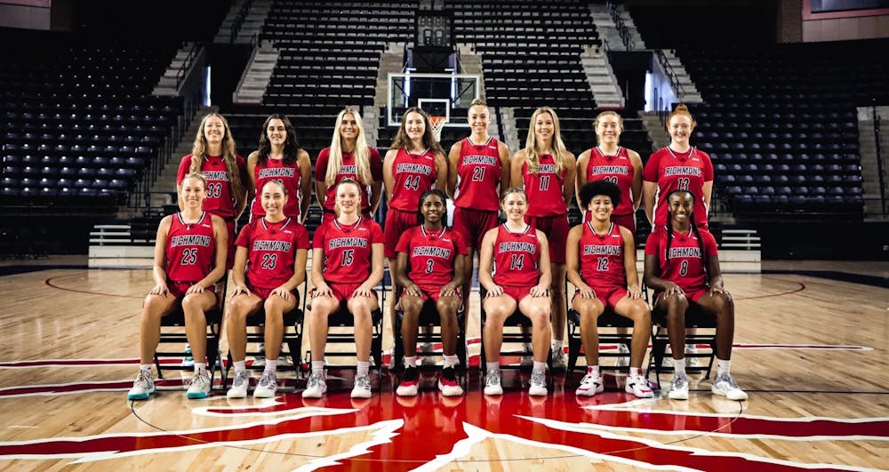 The UR women's basketball team, whose players will be eligible to receive direct payments for their name, image and likeness starting later this year. Courtesy of Richmond Athletics