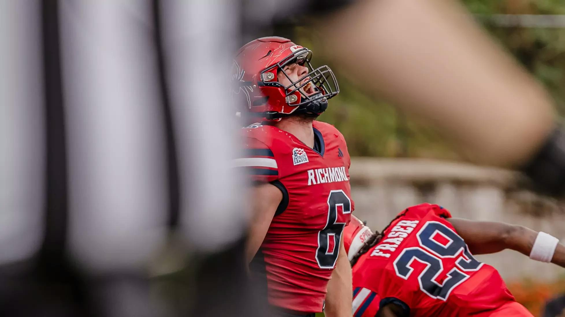 Senior defensive lineman Camden Byrd at UR's game against Howard University. Courtesy of Richmond Athletics