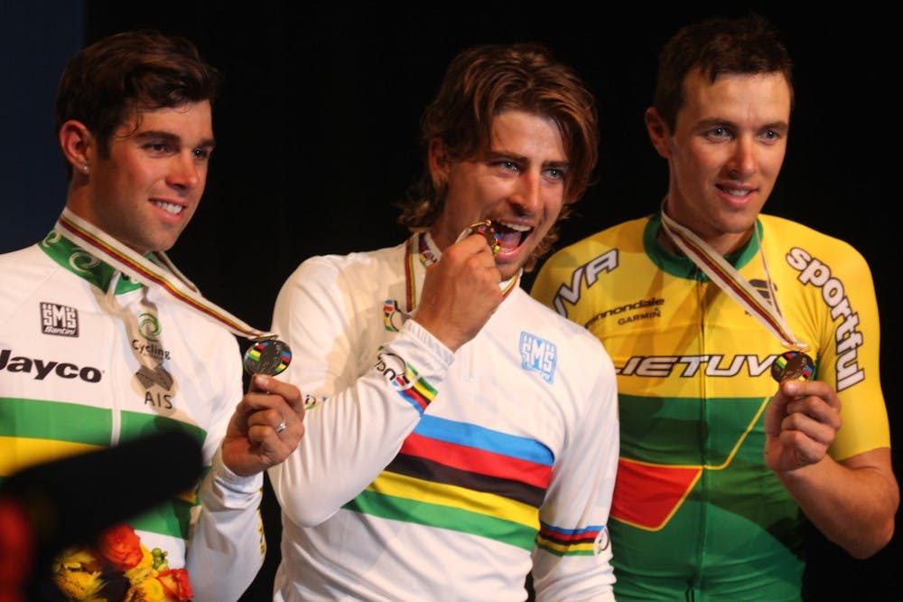 <p>Sagan, middle, has won many races, but he said this one was biggest victory | Rayna Mohrmann</p>