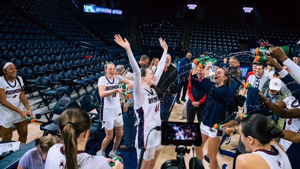 <p>Senior forward Maggie Doogan breaks program record during game against Davidson College. Courtesy of Richmond Athletics.</p>