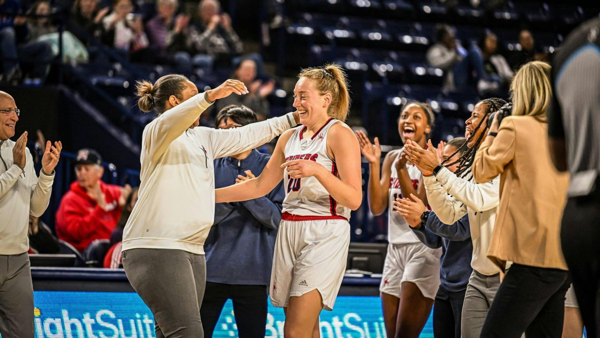 Junior forward Addie Budnik during game against Bonnies on Feb. 25. Photo courtesy of Richmond Athletics.&nbsp;