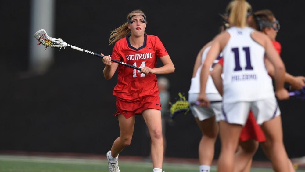 <p>Senior Kim Egizi&nbsp;during the first round of the NCCA tournament, which the Spiders lost to Northwestern on May 11.</p>