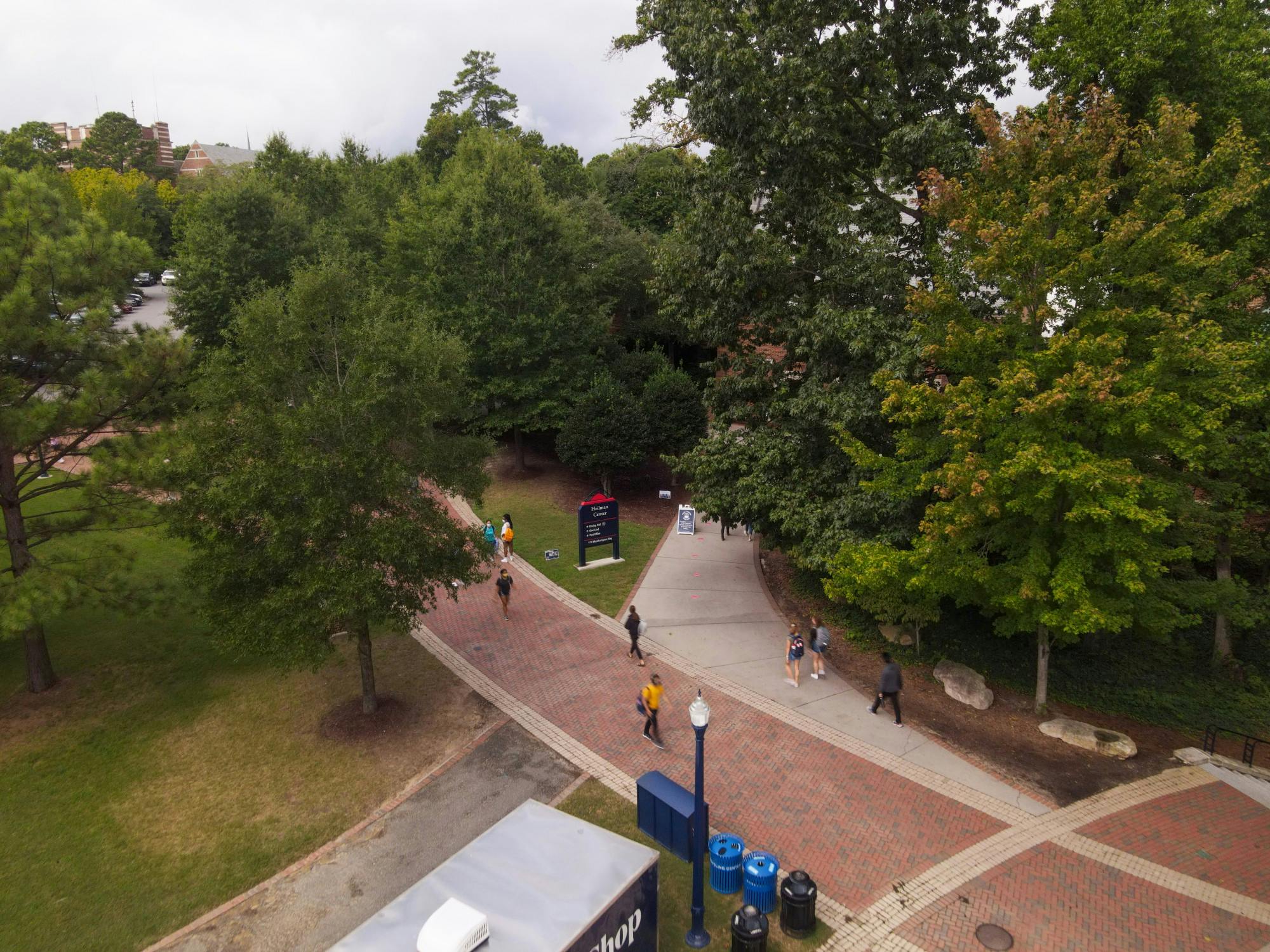 Students gather at the forum.