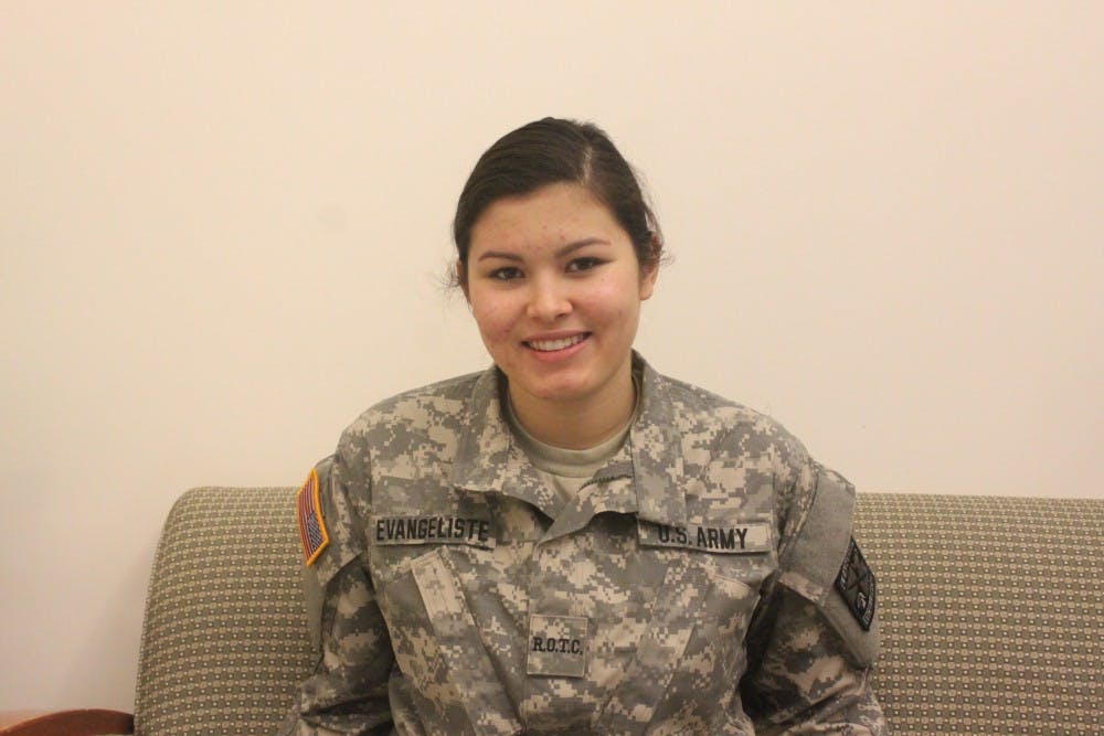 <p>Abigail Evangeliste in her ROTC uniform. </p>