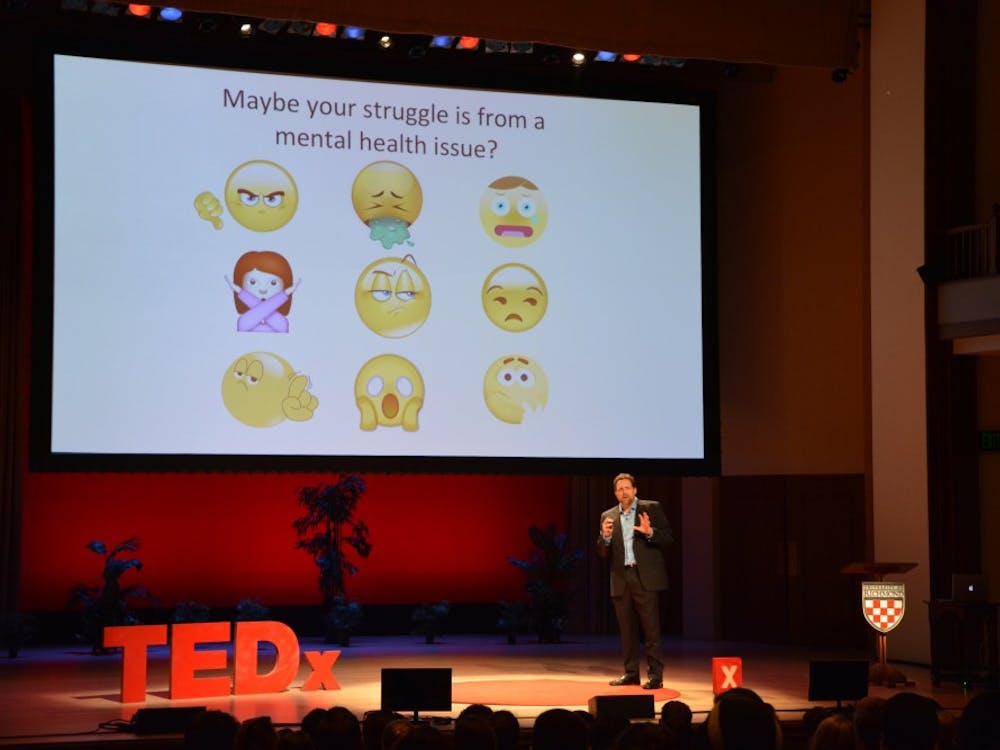Ed King, M.D., gives a TEDx&nbsp;presentation about the stigma of mental health issues in Camp Concert Hall.