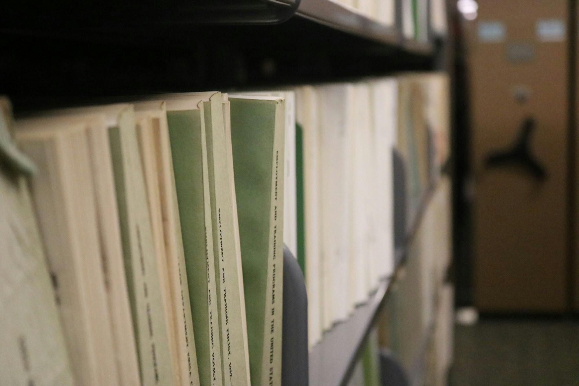 The stacks in Boatwright Memorial Library.