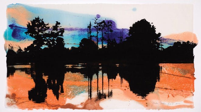 Jackie Battenfield's print, "Along the James."  2003 screenprint on handmade abaca paper.