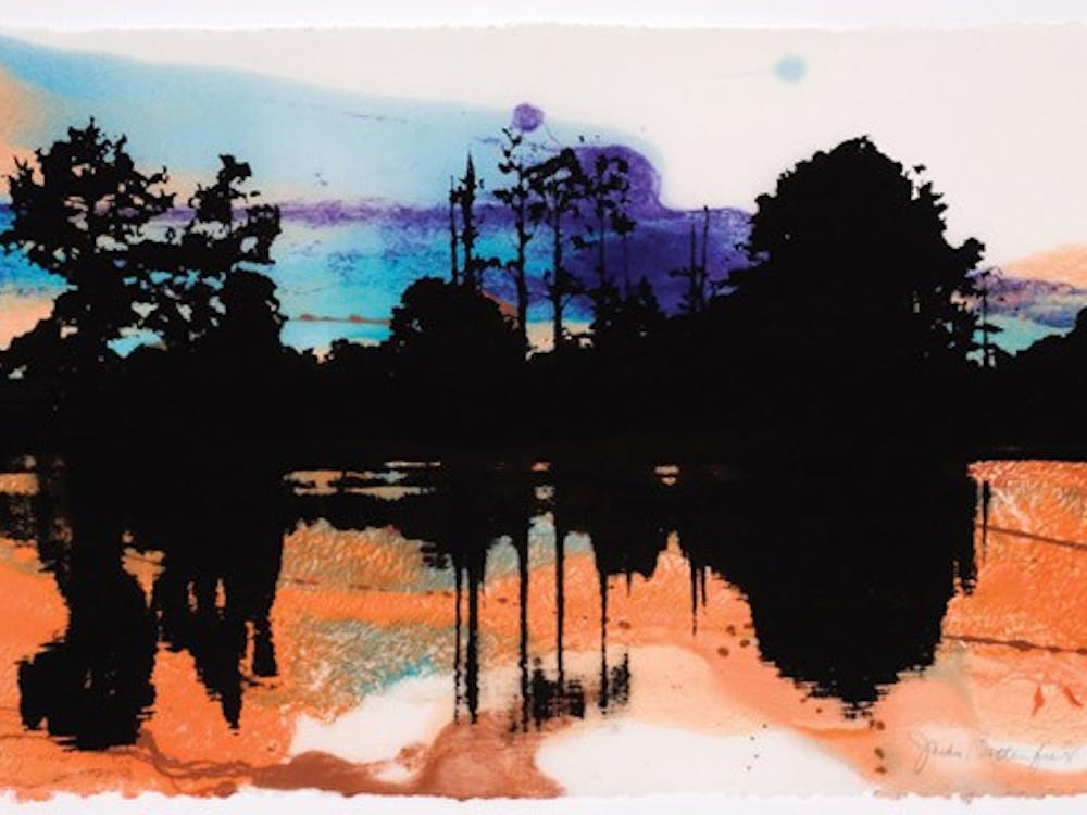 Jackie Battenfield's print, "Along the James." 2003 screenprint on handmade abaca paper.