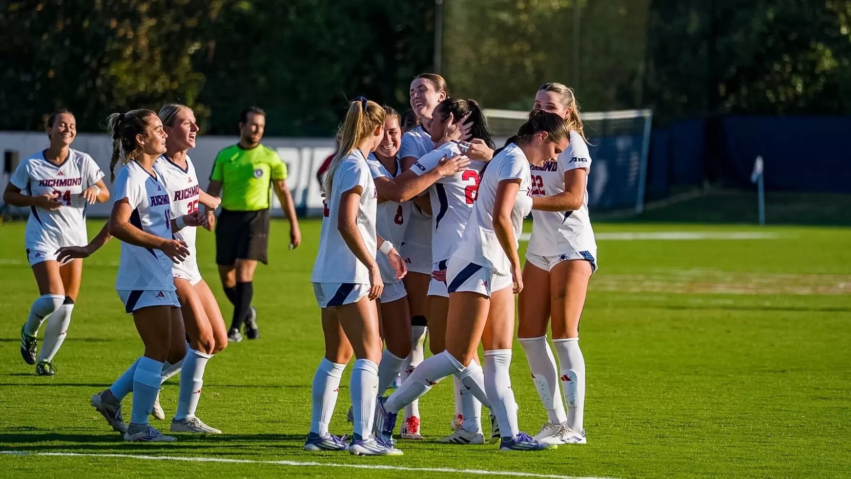 The University of Richmond women's soccer team during its game against Radford University. Courtesy of Richmond Athletics