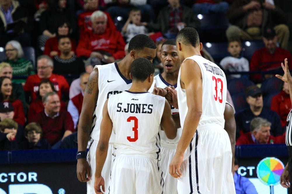 ShawnDre' Jones (3), who recently became the first Spider to win the Atlantic 10's sixth man award, and his teammates will be happy to have shot-blocking-specialist Alonzo Nelson-Ododa (33) back guarding the Spiders' rim in Brooklyn.
