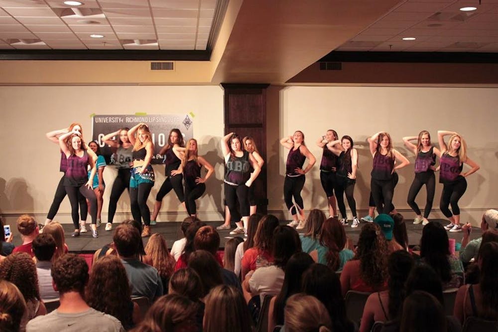 <p>Members of Pi Beta Phi perform during Lip Sync, an annual philanthropy event. </p>