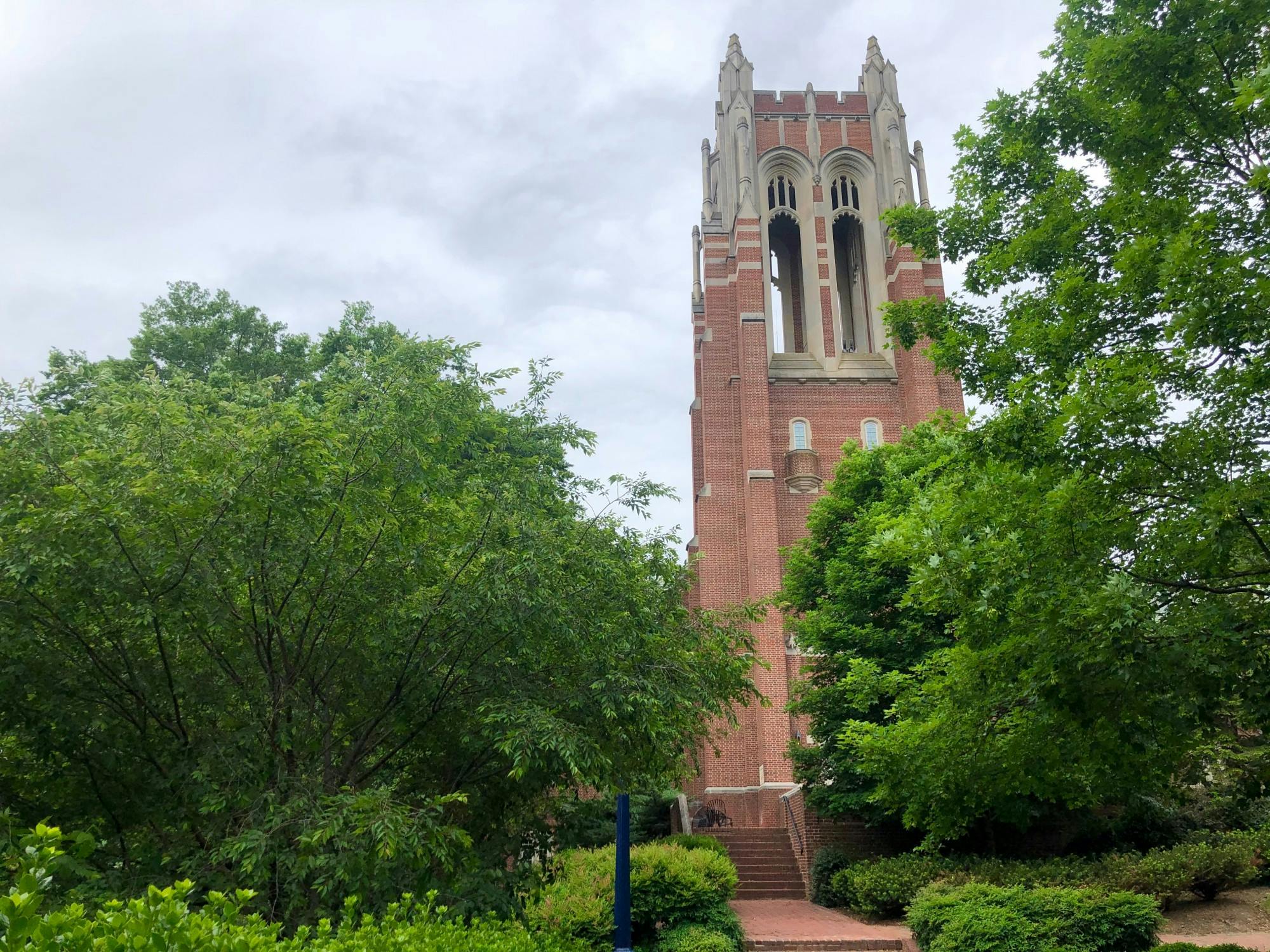 The tower of the Boatwright Memorial Library