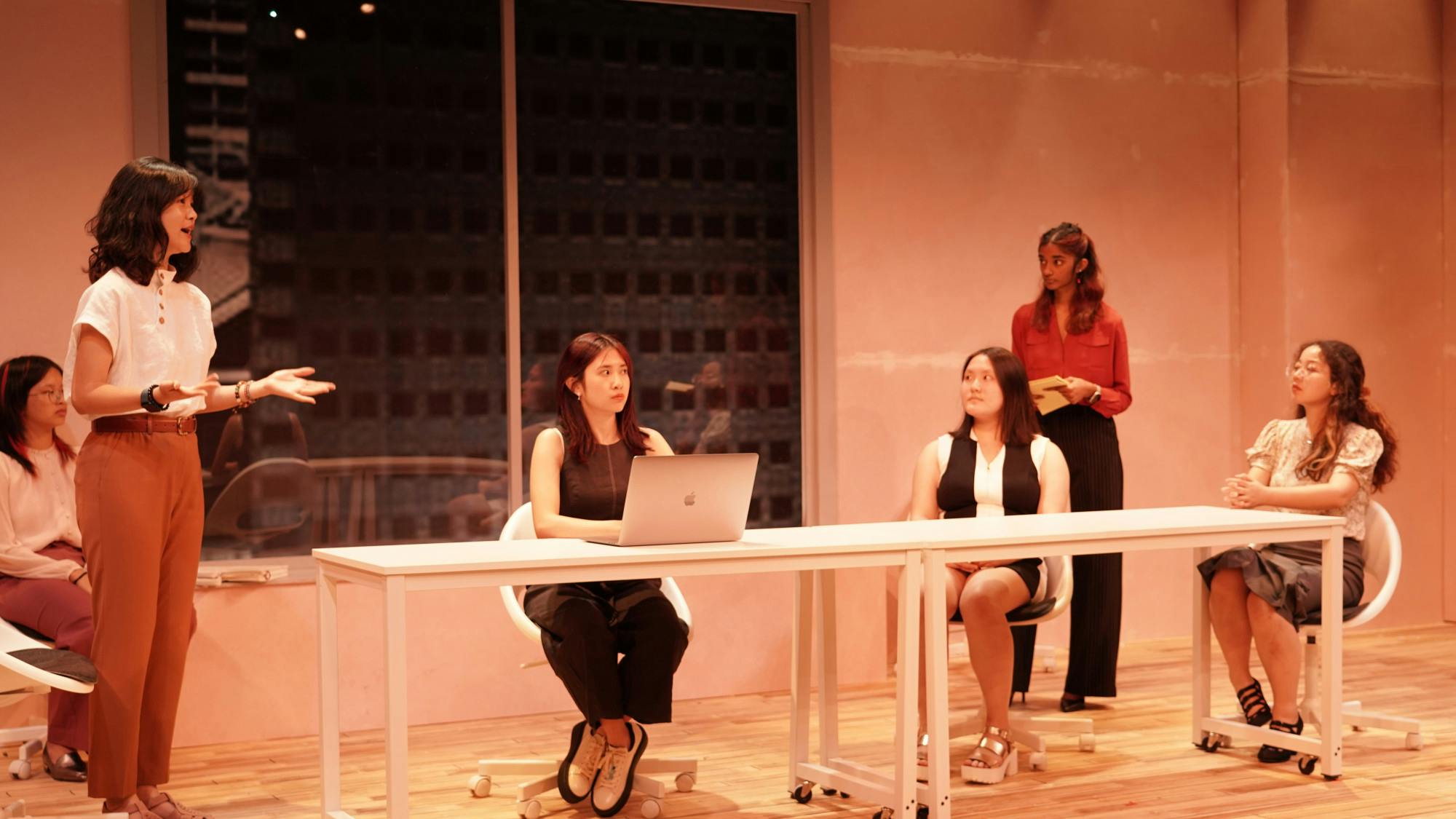 Scene from White Pearl at the Cousins Studio Theatre Oct. 2023. Photo courtesy of Benjamin Cudmore.&nbsp;