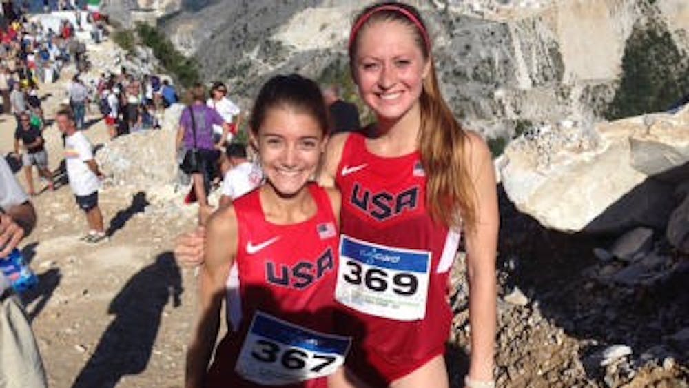 <p>Ruskan (right) with teammate Mandy Ortiz after the race.</p>