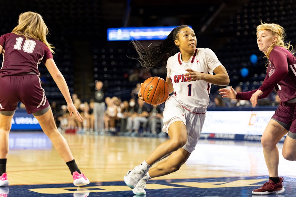 Sophomore guard Grace Townsend goes up for a shot during the University of Richmond's game against Fordham.