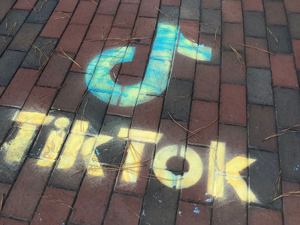TikTok, a new social app that lets its users upload short videos, is advertised on the University of Richmond campus. Seniors Maire Lindlauf and Lauren Guzman are currently two TikTok brand ambassadors at UR. Photo courtesy of Lauren Guzman