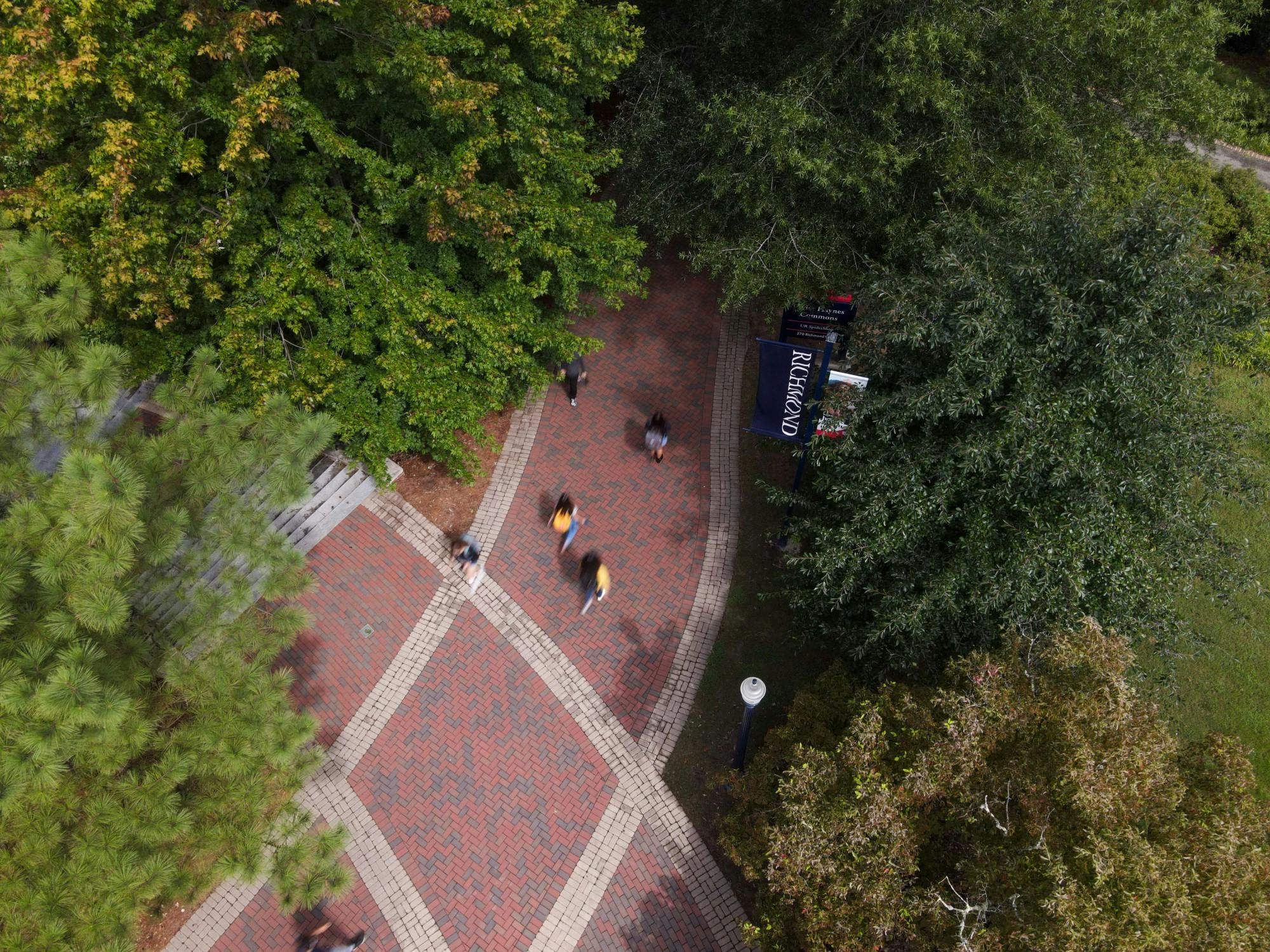 Students walking in the Forum.