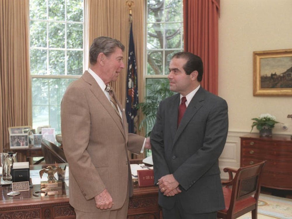 President Ronald Reagan and Judge Antonin Scalia confer in the Oval Office, July 7, 1986 | Courtesy of&nbsp;Bill Fitz-Patrick/Wikimedia