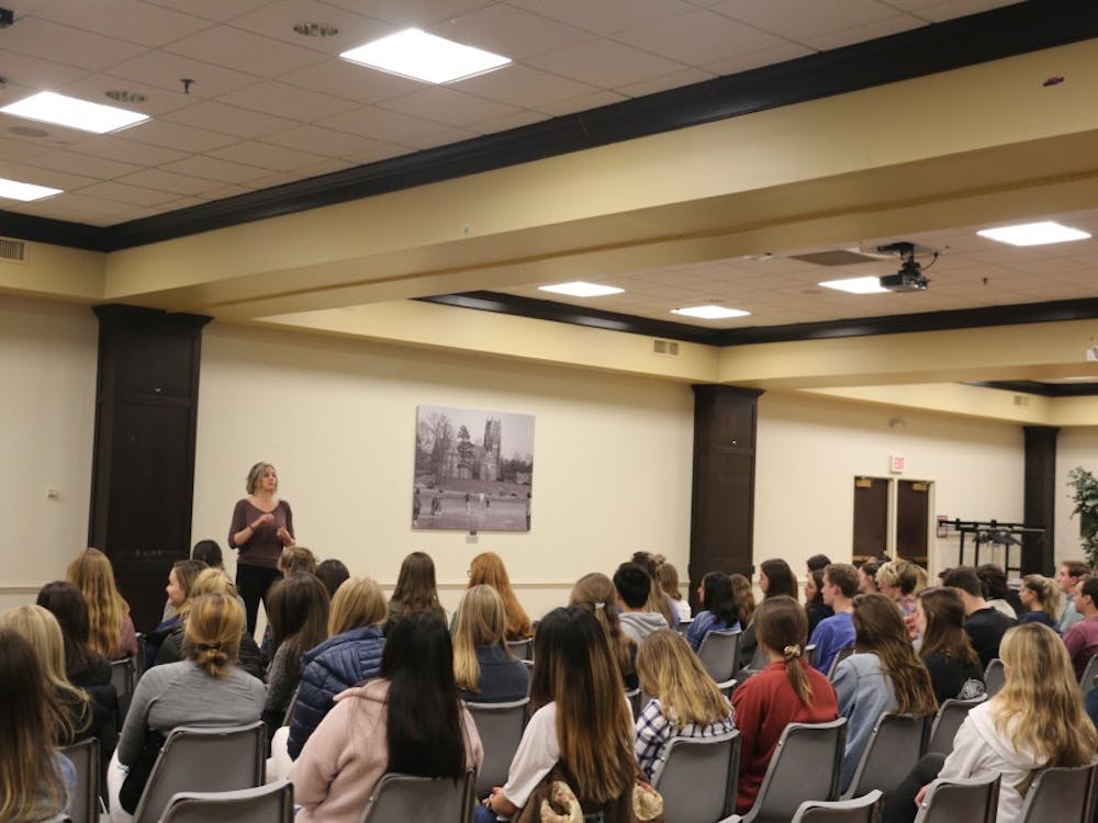 Sarah Byrden addresses students in her talk focused on the power of speaking openly about sex. Photo courtesy of Sarah Byrden